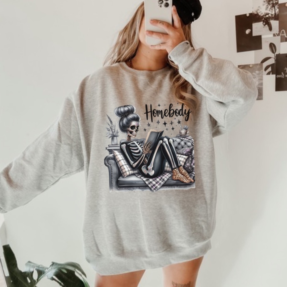 NEW Homebody Skeleton Crewneck Sweatshirt S-5X